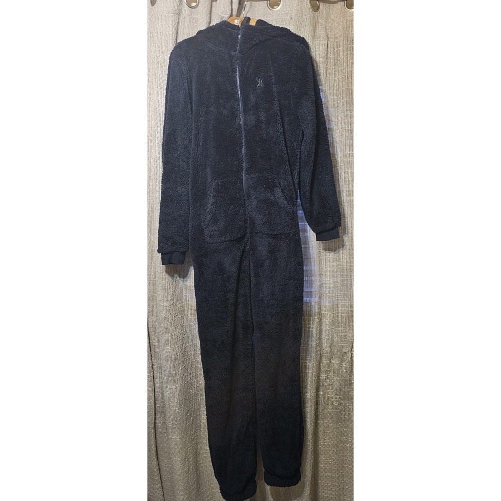 Onepiece Jumpsuit Unisex Medium Blue Puppy Fleece Zip Up Kangaroo Pocket Hooded
